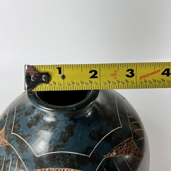 Vtg Nicaragua Vase Clay Pottery Folk Art Carved Incised Hummingbird Flower 6" - Picture 10 of 10